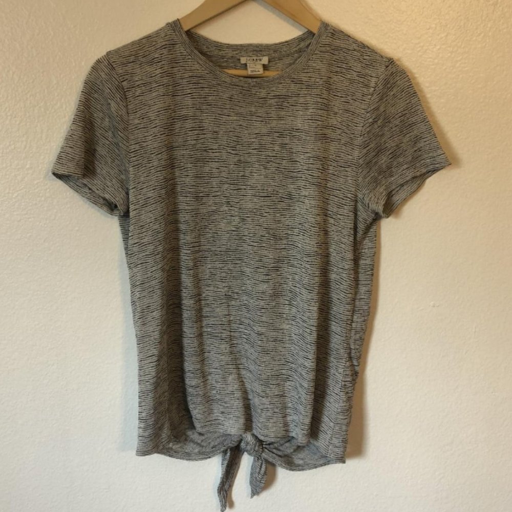 J. Crew Short Sleeve Crew Neck Tie Front Knit Top